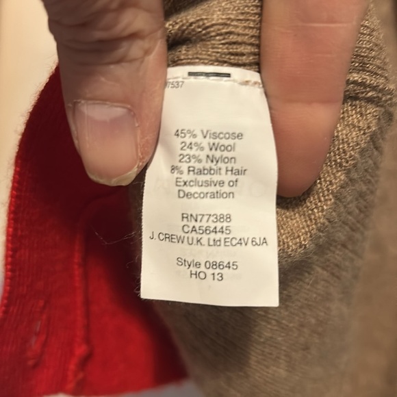 J. Crew Red and Tan Colorblock Sweater with Side Buttons Size Medium - Picture 6 of 6